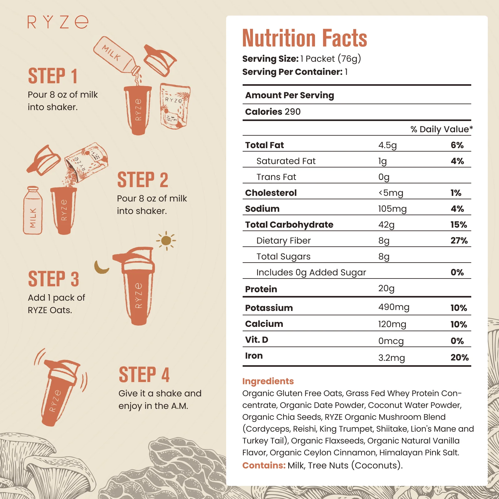Mushroom Overnight Oats Pack (14 Servings) - Image 7
