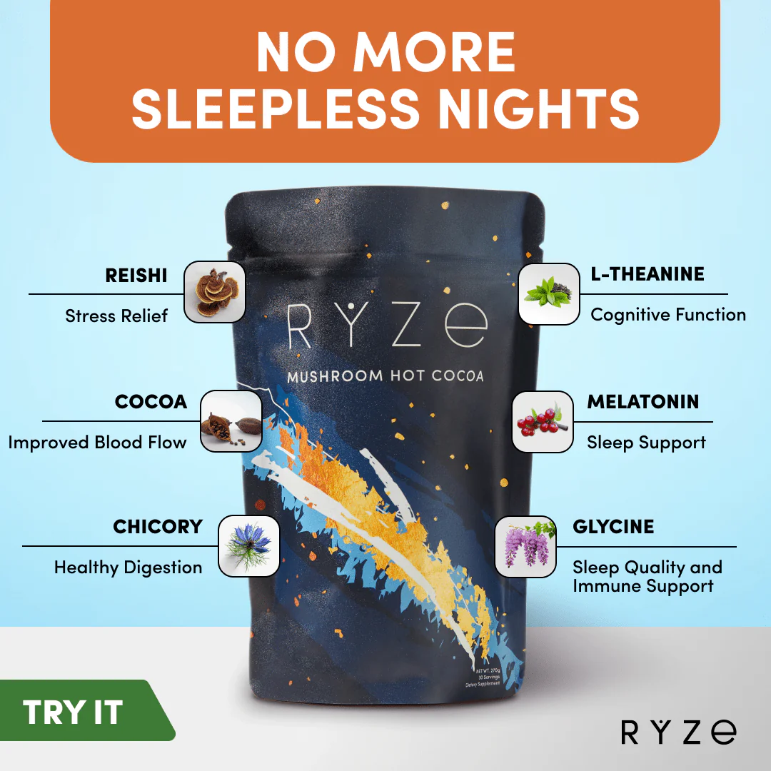 RYZE Hot Cocoa - with 6 Sleep Superfoods to Help Fall Asleep and Stay Asleep - Image 3